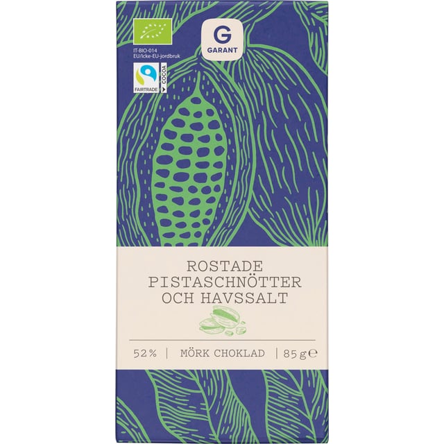 Garant Choklad eko mörk pistasch havssalt 85 g | Mat & dryck - Skafferi - Kryddor & smaksättning - Kakao,Mat & dryck - Snacks & godis - Choklad | Apoteka