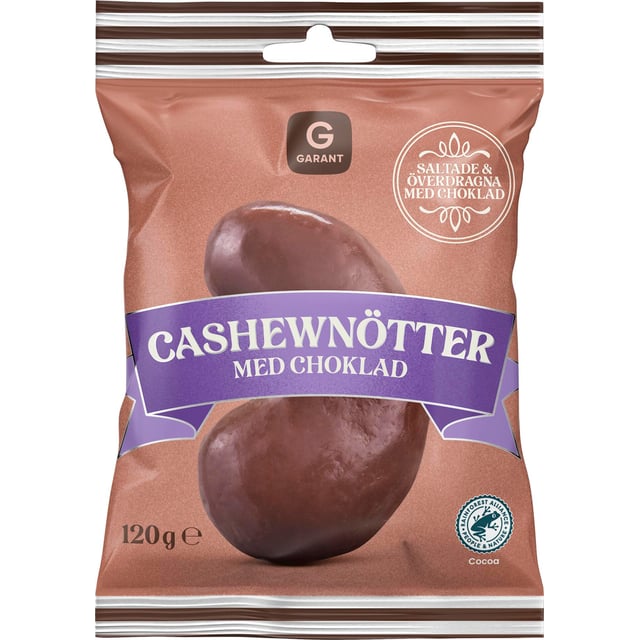 Garant Cashewnötter Choklad 120 g | Mat & dryck - Snacks & godis - Naturgodis | Apoteka