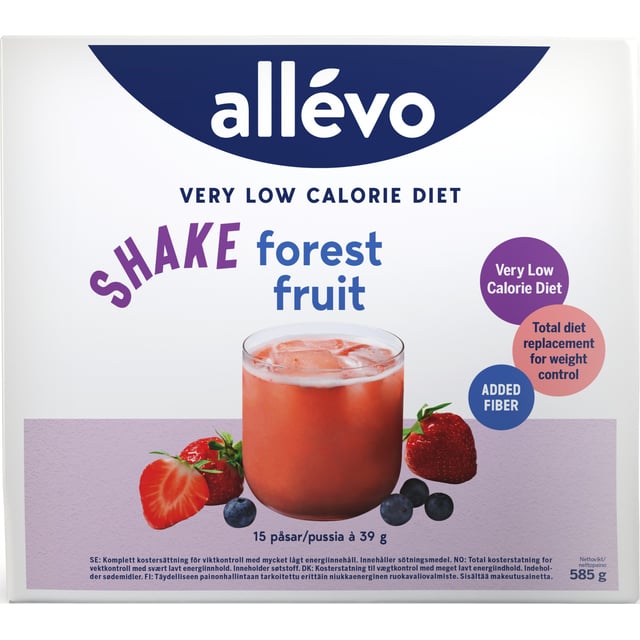 Allévo Shake Forest Fruit VLCD 15 st | Viktkontroll - Måltidsersättning | Apoteka