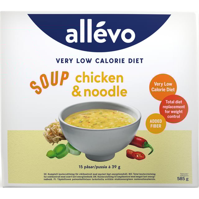 Allévo Soup Chicken & Noodle VLCD 15 st | Viktkontroll - Måltidsersättning | Apoteka