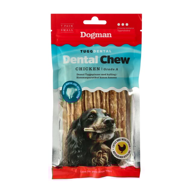Dogman Tugg Dental Kyckling stl S 7st | Djur - Djurgodis - Hundben & tuggben | Apoteka