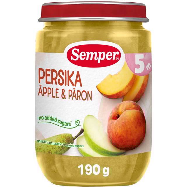 Semper Fruktpuré Persika, Äpple & Päron 5 månader 190 g | Mat & dryck - Barnmat - Barnmat mellanmål,Baby, barn & förälder - Barnmat - Barnmat mellanmål | Apoteka