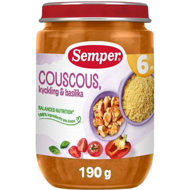 Semper Couscous Kyckling & Basilika 190g | Mat & dryck - Barnmat - Barnmat måltid,Baby, barn & förälder - Barnmat - Barnmat måltid | Apoteka