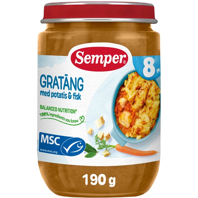 Semper Fiskgratäng från 8 månader 190g | Baby, barn & förälder - Barnmat - Barnmat måltid | Apoteka