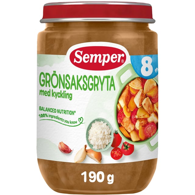 Semper Grönsaksgryta med kyckling 190 g | Mat & dryck - Barnmat - Barnmat måltid,Baby, barn & förälder - Barnmat - Barnmat måltid | Apoteka