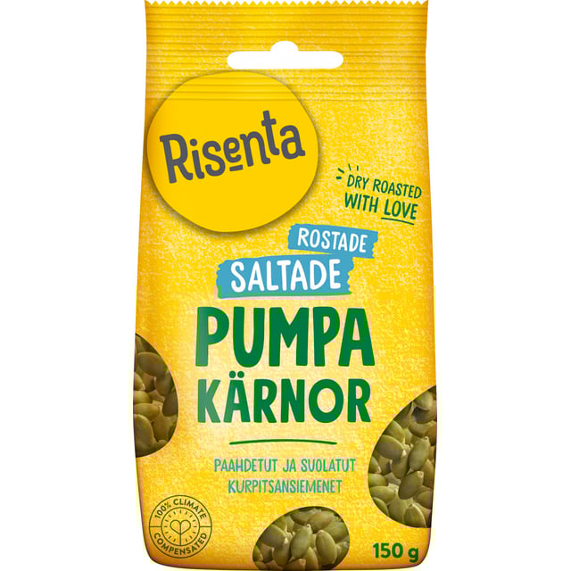 Risenta Pumpakärnor Rostade & Saltade 150 g | Mat & dryck - Skafferi - Torkad frukt, nötter & frön | Apoteka
