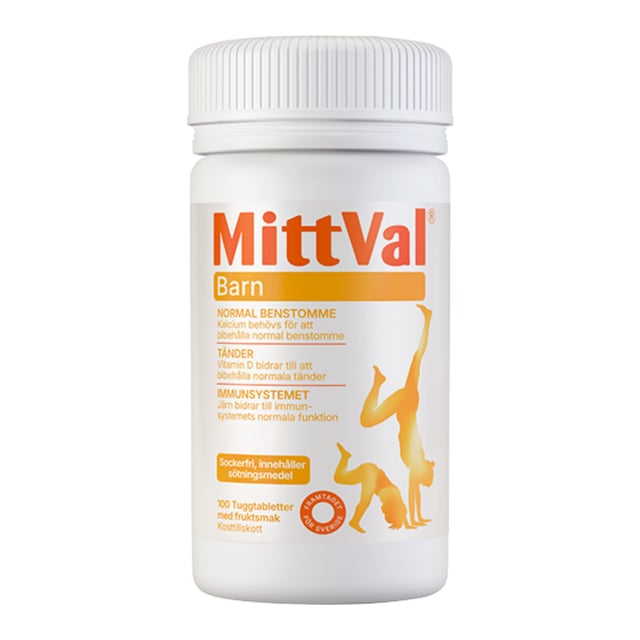 MittVal Barn 4-12 År 100 tuggtabletter | Baby, barn & förälder - Vitaminer & kosttillskott för barn - Vitaminer för barn - Multivitamin för barn,Vitaminer & kosttillskott - Vitaminer & mineraler - Multivitamin | Apoteka