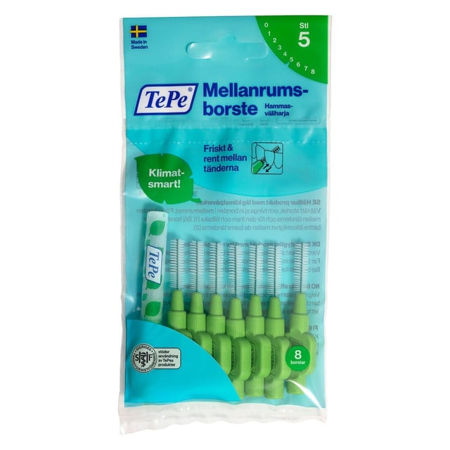 TePe Mellanrumsborste Original 0,8mm Grön 8-pack | Munvård - Mellanrumsrengöring - Mellanrumsborstar | Apoteka