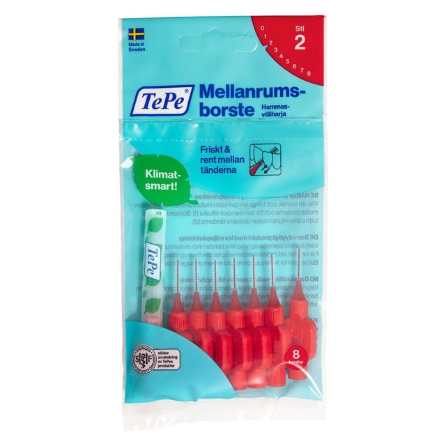 TePe Mellanrumsborste Original Röd 0,5mm 8-pack | Munvård - Mellanrumsrengöring - Mellanrumsborstar | Apoteka