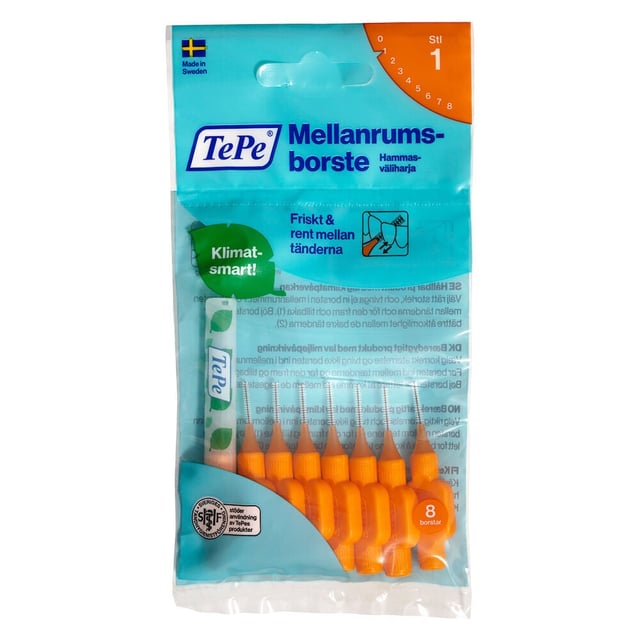 TePe Mellanrumsborste Original 0,45mm Orange 8-pack | Munvård - Mellanrumsrengöring - Mellanrumsborstar | Apoteka