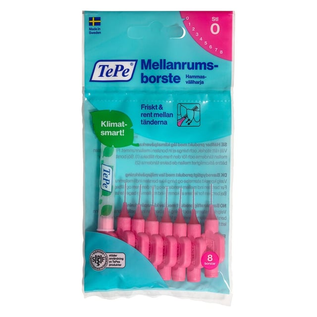 TePe Mellanrumsborste Original Rosa 0,4mm 8-pack | Munvård - Mellanrumsrengöring - Mellanrumsborstar | Apoteka
