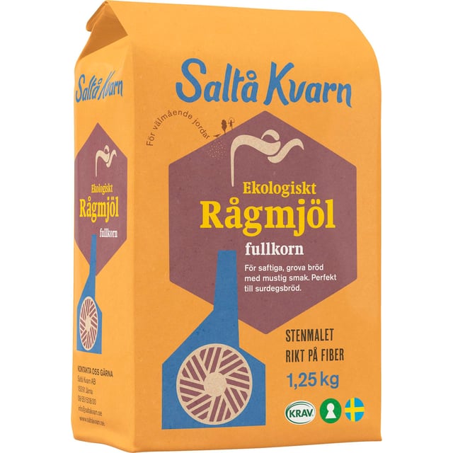 Saltå Kvarn Ekologiskt fullkornsmjöl av råg 1,25 kg KRAV | Mat & dryck - Skafferi - Mjöl, gryn & bakmixer | Apoteka