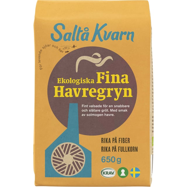 Saltå Kvarn Ekologiska Fina Havregryn 650g | Mat & dryck - Skafferi - Mjöl, gryn & bakmixer,Mat & dryck - Skafferi - Gröt, flingor & müsli | Apoteka