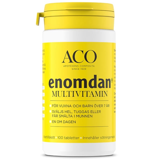 Aco Enomdan Multivitamin Apelsin & Jordgubbsmak 100 tuggtabletter | Vitaminer & kosttillskott - Vitaminer & mineraler - Multivitamin - Multivitaminkomplex | Apoteka