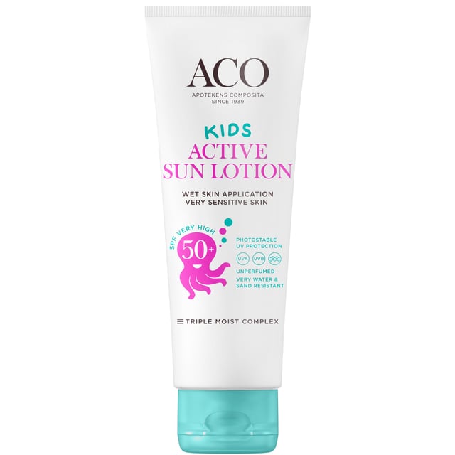 ACO Sun Kids Lotion SPF50+ Solskydd Barn 250 ml | Hudvård - Solskydd - Solskydd för kroppen,Baby, barn & förälder - Solskydd för barn - Solkräm för barn | Apoteka