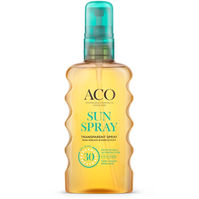 Aco Sun Transparent Spray SPF30 Solskydd Kropp 175 ml | Hudvård - Solskydd - Solskydd för kroppen | Apoteka