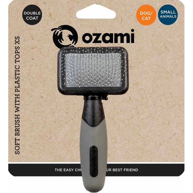Ozami Soft Brush With Plastic Tops X-Small 12x6x3 cm | Djur - Pälsvård - Pälsborstar & kammar,Djur - Pälsvård - Pälsvård för katter,Djur - Pälsvård - Pälsvård för hundar | Apoteka