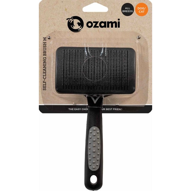Ozami Brush Self-Cleaning Medium 18,5x10,2x5 cm | Djur - Pälsvård - Pälsborstar & kammar,Djur - Pälsvård - Pälsvård för katter,Djur - Pälsvård - Pälsvård för hundar | Apoteka
