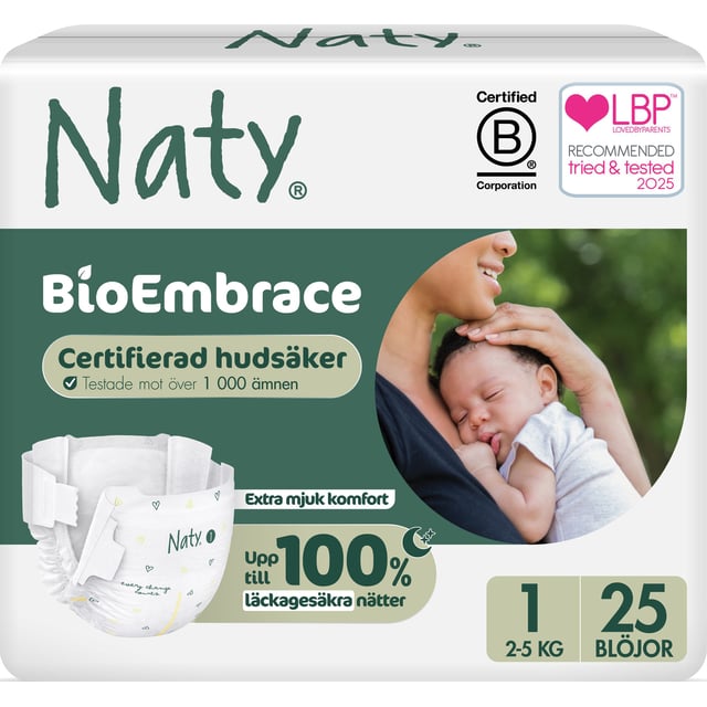 Naty Blöjor BioEmbrace strlk 1, 25 st