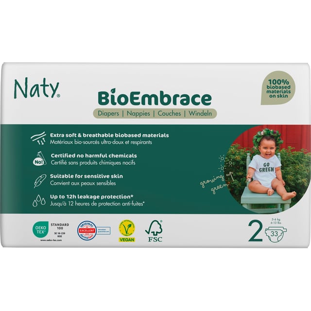 Naty Blöjor BioEmbrace strlk 2, 33 st | Baby, barn & förälder - Blöjor & våtservetter - Blöjor | Apoteka
