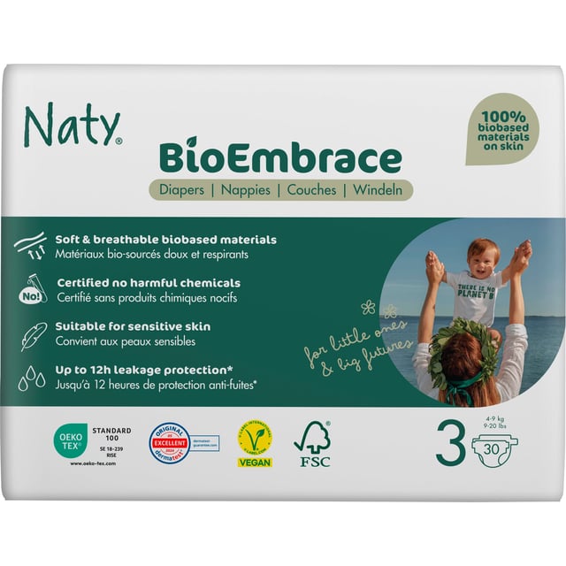 Naty Blöjor BioEmbrace strlk 3, 30 st | Baby, barn & förälder - Blöjor & våtservetter - Blöjor | Apoteka