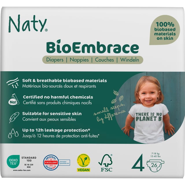 Naty Blöjor BioEmbrace strlk 4, 26 st