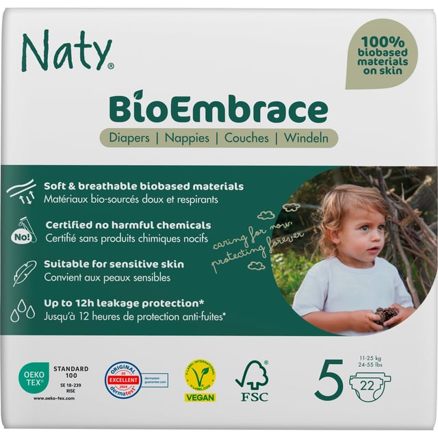 Naty Blöjor BioEmbrace strlk 5, 22 st