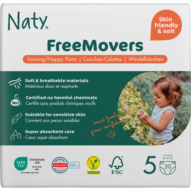 Naty Byxblöjor FreeMovers strlk 5, 20 st | Baby, barn & förälder - Blöjor & våtservetter - Blöjor | Apoteka