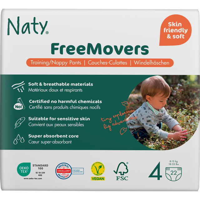 Naty Byxblöjor FreeMovers strlk 4, 22 st