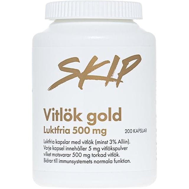 Skip Vitlök Gold 500 mg 200 kapslar | Vitaminer & kosttillskott - Växtbaserade kosttillskott,Vitaminer & kosttillskott - Immunförsvar | Apoteka