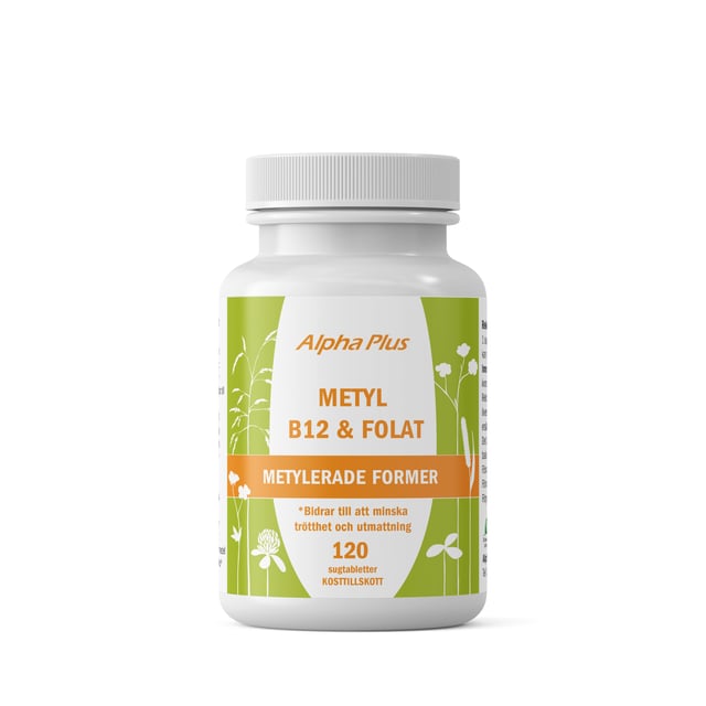 Alpha Plus Metyl B12 & Folat 120 sugtabletter | Vitaminer & kosttillskott - Vitaminer & mineraler - B-vitaminer - Vitamin B9 Folsyra,Vitaminer & kosttillskott - Vitaminer & mineraler - B-vitaminer - Vitamin B12 Kobalamin | Apoteka