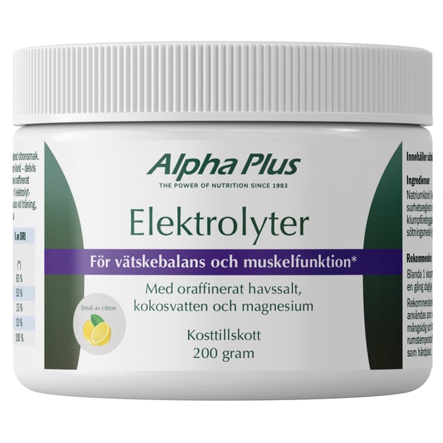 Alpha Plus Elektrolyter Citronsmak Pulver 200 g | Vitaminer & kosttillskott - Vitaminer & mineraler - Selen,Vitaminer & kosttillskott - Elektrolyter | Apoteka