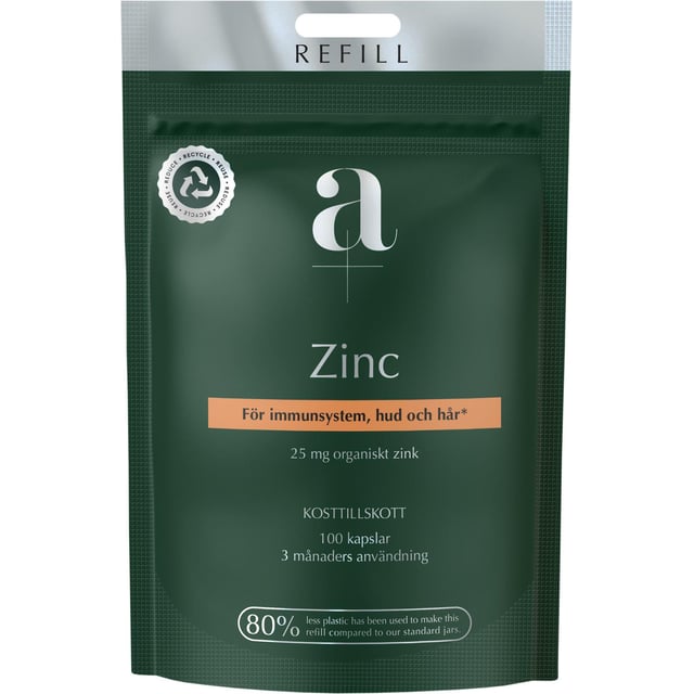 A+ Zinc Refill 100 kapslar | Vitaminer & kosttillskott - Vitaminer & mineraler - Zink,Vitaminer & kosttillskott - Immunförsvar | Apoteka
