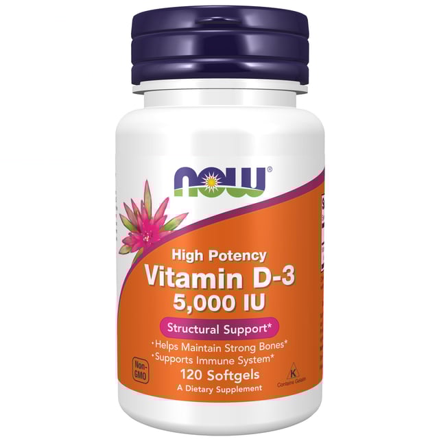 NOW VITAMIN D-3 5000 IU 120 softgels | Vitaminer & kosttillskott - Vitaminer & mineraler - D-vitamin | Apoteka