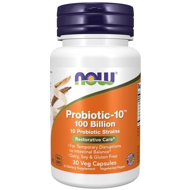 NOW Probiotic-10 100 Billion 30 kapslar | Vitaminer & kosttillskott - Kosttillskott för mage - Matsmältningsenzymer | Apoteka