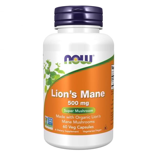 NOW Lionss Mane Mushroom 60 kapslar | Vitaminer & kosttillskott - Kosttillskott med svampextrakt,Vitaminer & kosttillskott - Energi & fokus | Apoteka