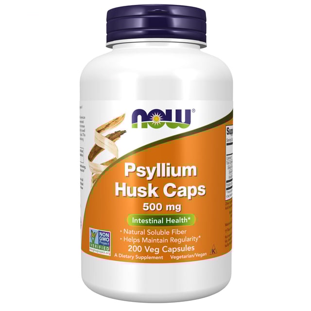 NOW Psyllium Husk Caps 500 mg 200 kapslar | Vitaminer & kosttillskott - Kosttillskott för mage - Kostfiber | Apoteka