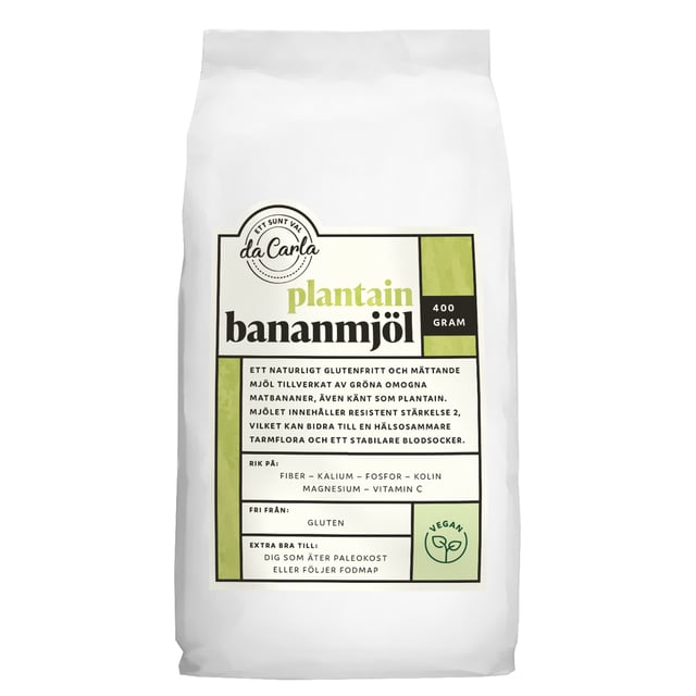 Da Carla Bananmjöl 400 g | Mat & dryck - Skafferi - Mjöl, gryn & bakmixer,Mat & dryck - Glutenfritt | Apoteka