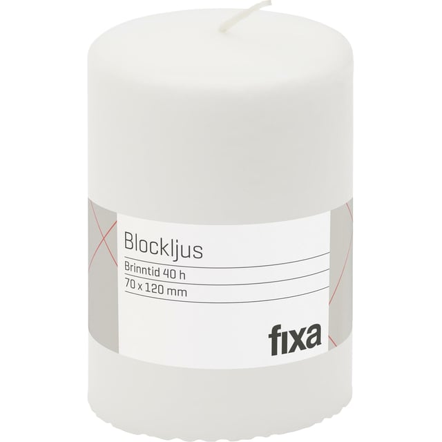 FIXA Blockljus 7x12 cm Vit 1 st | Hushåll - Doftljus & rumsdofter | Apoteka