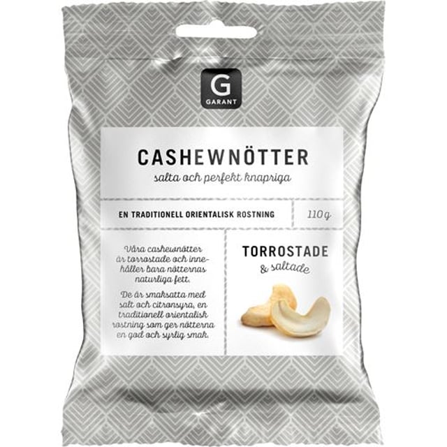 Garant Cashewnötter Rostade & Saltade 110g | Mat & dryck - Skafferi - Torkad frukt, nötter & frön,Mat & dryck - Snacks & godis - Naturgodis | Apoteka