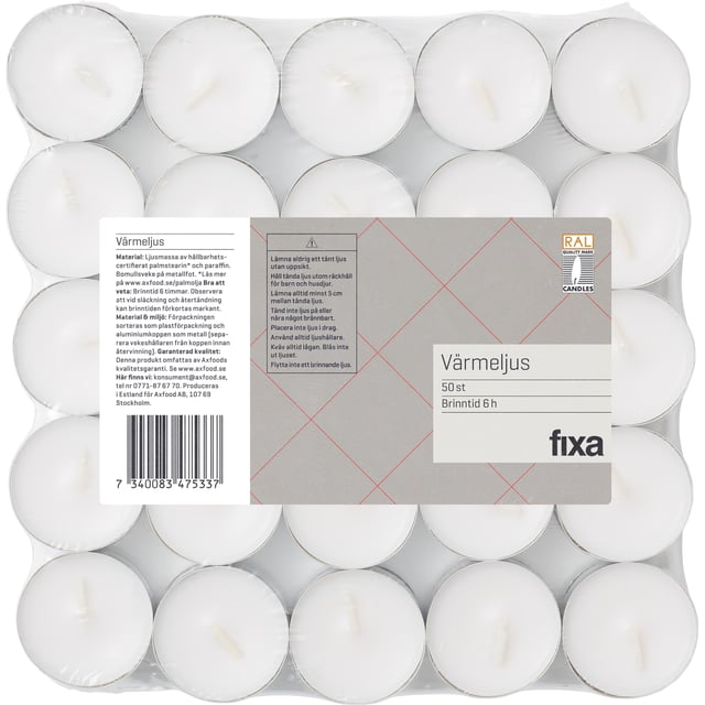 Fixa Värmeljus 50 st | Hushåll - Hushållstillbehör | Apoteka