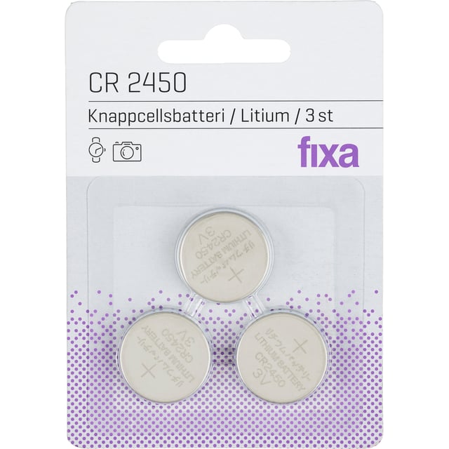 Fixa Knappcellsbatterier 2450 3 st | Hjälpmedel & säkerhet - Batterier | Apoteka
