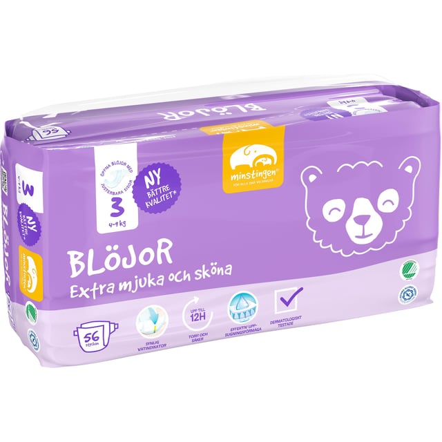 Minstingen Blöjor nr 3 (4-9 kg) 56 st