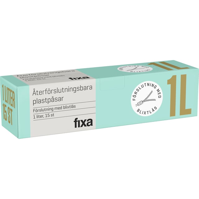 Fixa Återförslutningsbara plastpåsar med zipper 1 l 15 st | Hushåll - Hushållstillbehör | Apoteka