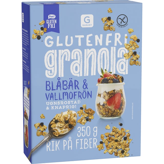 Garant Glutenfri Granola Blåbär & Vallmofrön 350 g | Mat & dryck - Skafferi - Gröt, flingor & müsli,Mat & dryck - Glutenfritt | Apoteka