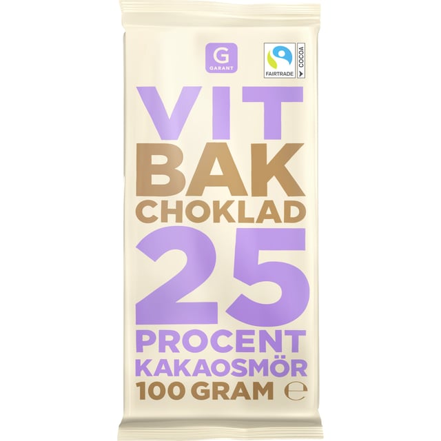 Garant Bakchoklad Vit 25% Kakaosmör 100g | Mat & dryck - Skafferi - Kryddor & smaksättning - Kakao,Mat & dryck - Olja, fett & smör - Smör | Apoteka
