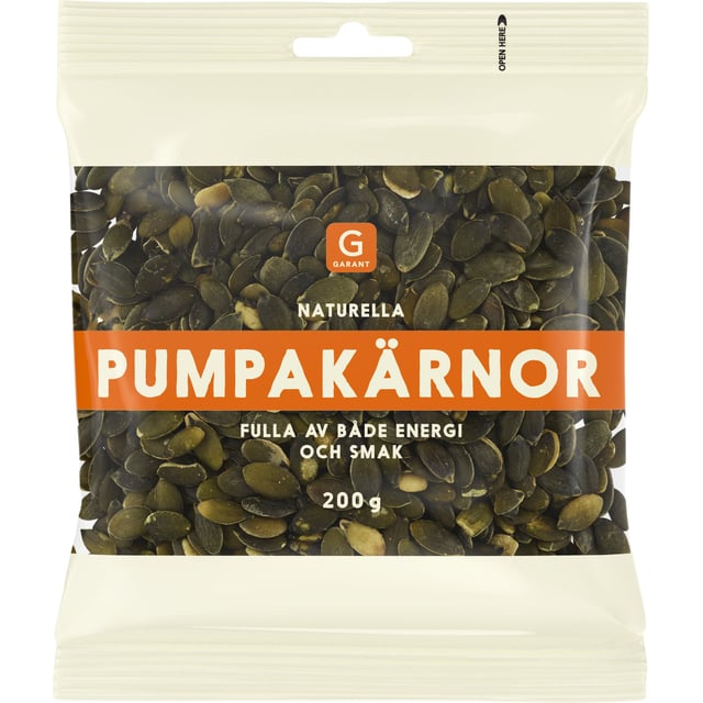 Garant Naturella Pumpakärnor Skalade 200 g | Mat & dryck - Snacks & godis - Naturgodis,Mat & dryck - Skafferi - Torkad frukt, nötter & frön | Apoteka