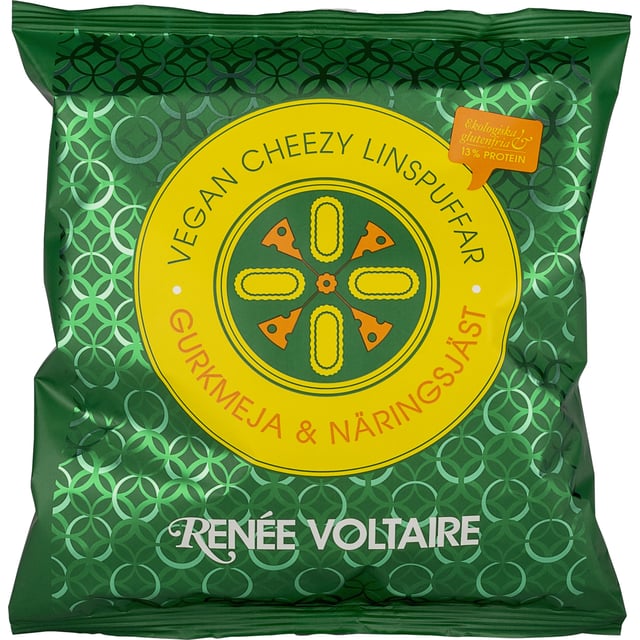 Renée Voltaire Vegan Cheezy Linspuffar Gurkmeja & Näringsjäst 60 g | Mat & dryck - Snacks & godis - Chips & popcorn | Apoteka