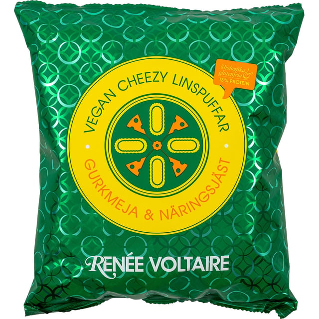 Renée Voltaire Vegan Cheezy Linspuffar EKO Gurkmeja & Näringsjäst 90 g | Mat & dryck - Snacks & godis - Chips & popcorn | Apoteka