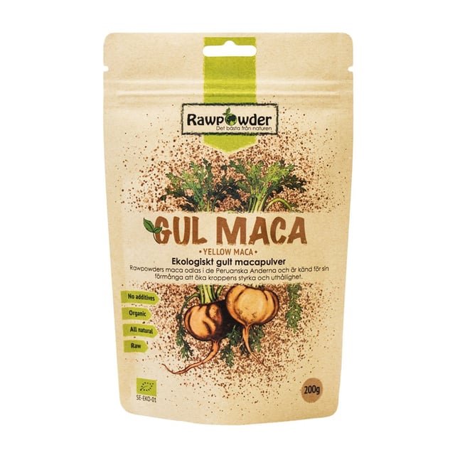 Rawpowder Gul Maca 200 g | Mat & dryck - Superfood - Smoothiepulver,Mat & dryck - Skafferi - Torkad frukt, nötter & frön | Apoteka